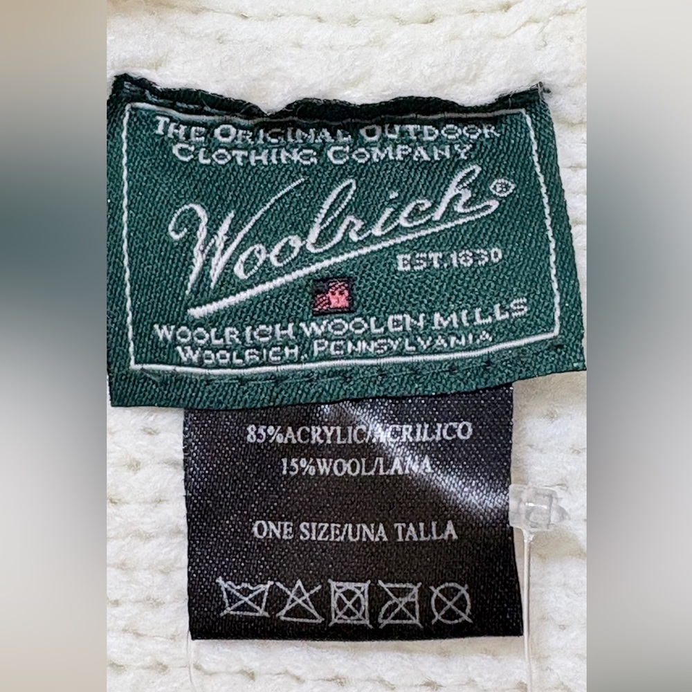 Woolrich Woolen Mills Ecru Ivory Faux Fur Hooded Knit Scarf CABLE CHUNKY cozy - Picture 2 of 9